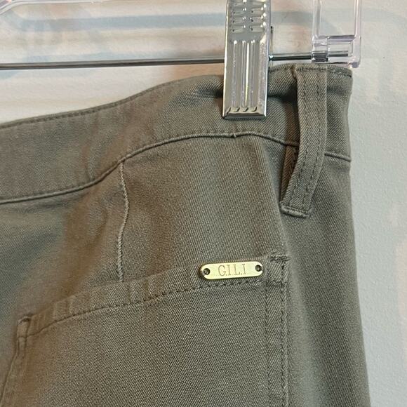 GILI Pants Women 10 Green Duel Stretch Front Slit Flare Boho Spring Western - Picture 9 of 10